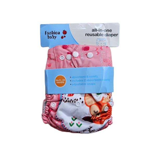 All-in-One Reusable Baby Cloth Diaper (0-24 Months) - Washable & Adjustable Pocket Diaper