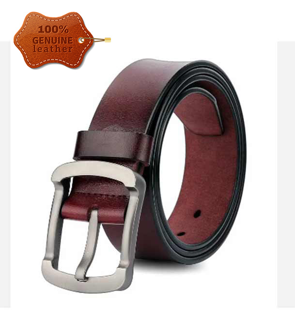 Genuine Leather Belt Chocolate Color With Round Style