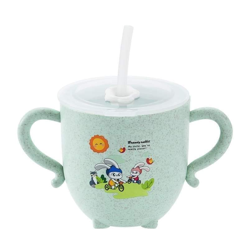 2 in 1 Straw Feeding Cup  Glass with handle