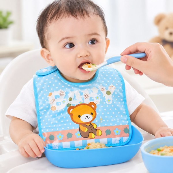 Silicone Baby Bibs With Soft Plastic Tray Detachable