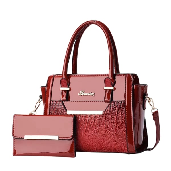 Stylish Women's Crocodile Pattern Handbag Set