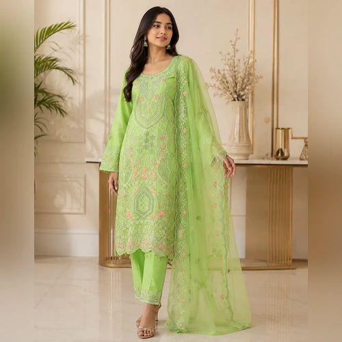 Embroidered Soft Georgette Three Piece (272)-