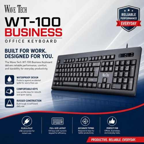 Wave Tech Keyboard – Durable & Comfortable Computer Keyboard